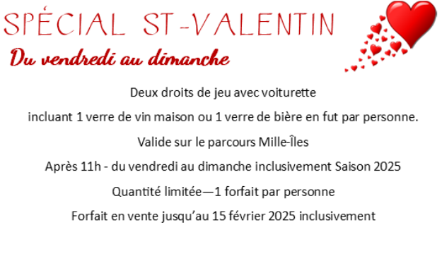 Image de Spécial St-Valentin vendredi au dimanche